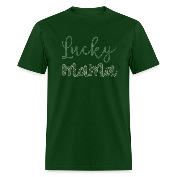 8142 Irish Plaid Lucky Mama POD TSHIRT - forest green