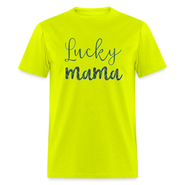 8142 Irish Plaid Lucky Mama POD TSHIRT - safety green