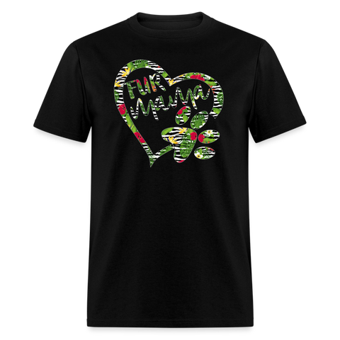 8166 Zebras in Bloom Fur Mama TSHIRT - black