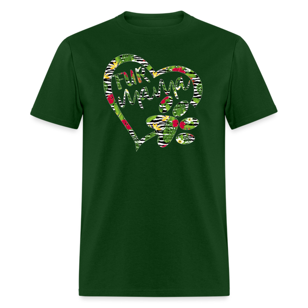 8166 Zebras in Bloom Fur Mama TSHIRT - forest green