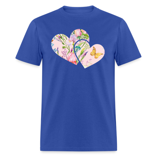 8391 Iris' Spring Garden Double Heart POD TSHIRT - royal blue