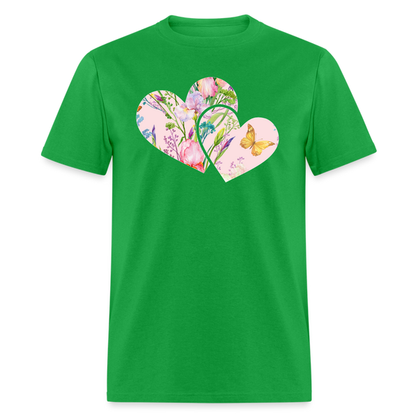 8391 Iris' Spring Garden Double Heart POD TSHIRT - bright green