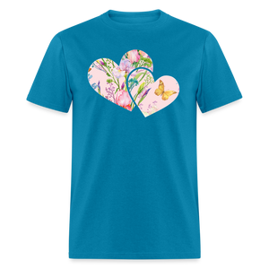 8391 Iris' Spring Garden Double Heart POD TSHIRT - turquoise