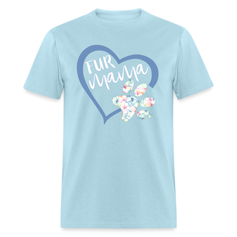 8387 Sherri's Pansy Watercolor Fur Mama Heart w Paw POD TSHIRT - powder blue