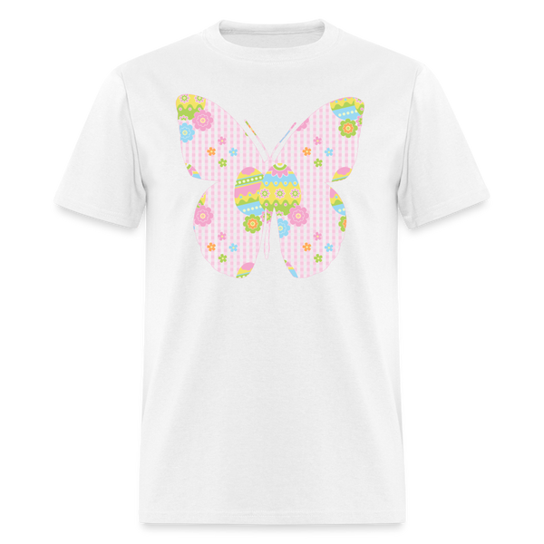 8149 Pink Plaid Easter Butterfly POD TSHIRT - white