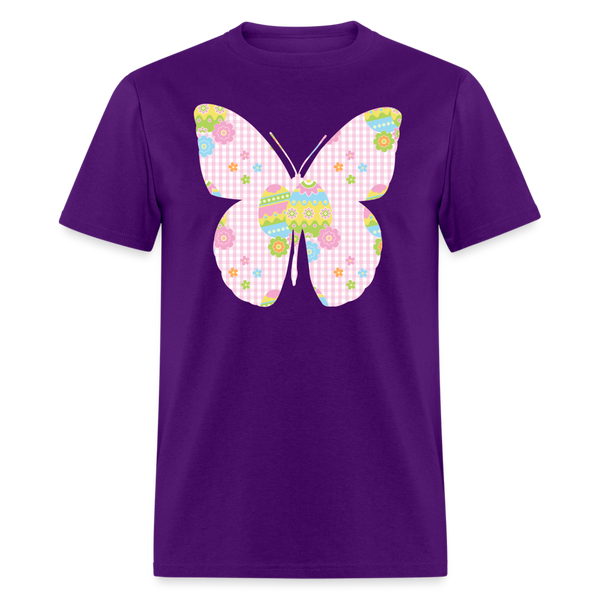 8149 Pink Plaid Easter Butterfly POD TSHIRT - purple