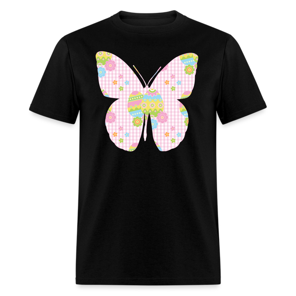 8149 Pink Plaid Easter Butterfly POD TSHIRT - black