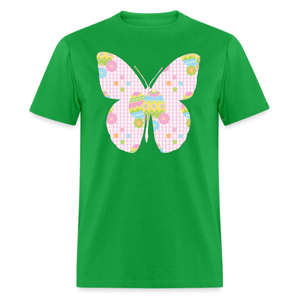 8149 Pink Plaid Easter Butterfly POD TSHIRT - bright green