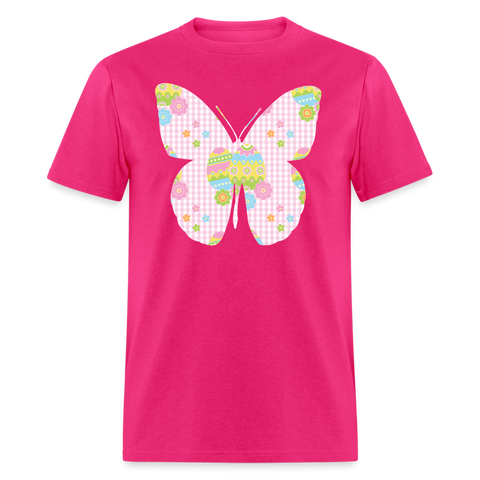 8149 Pink Plaid Easter Butterfly POD TSHIRT - fuchsia