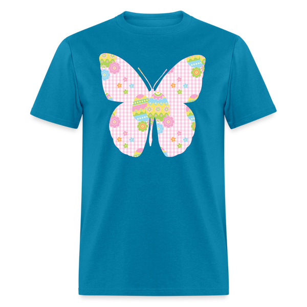 8149 Pink Plaid Easter Butterfly POD TSHIRT - turquoise