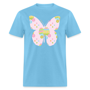 8149 Pink Plaid Easter Butterfly POD TSHIRT - aquatic blue