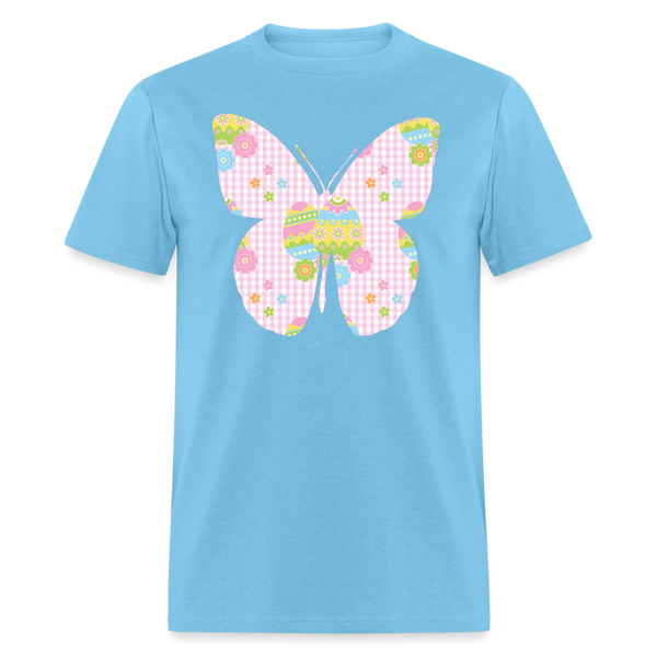 8149 Pink Plaid Easter Butterfly POD TSHIRT - aquatic blue