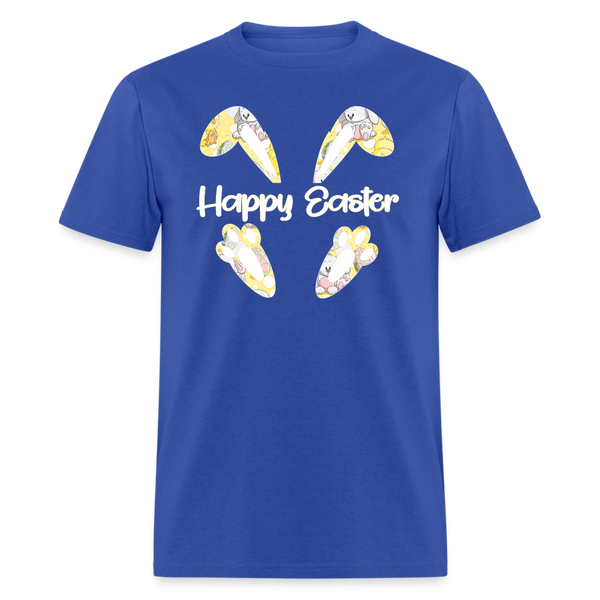 8153 EggStra Cute Happy Easter Ears & Feet POD TSHIRT - royal blue