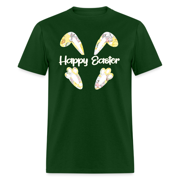 8153 EggStra Cute Happy Easter Ears & Feet POD TSHIRT - forest green