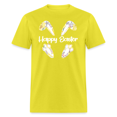 8153 EggStra Cute Happy Easter Ears & Feet POD TSHIRT - yellow