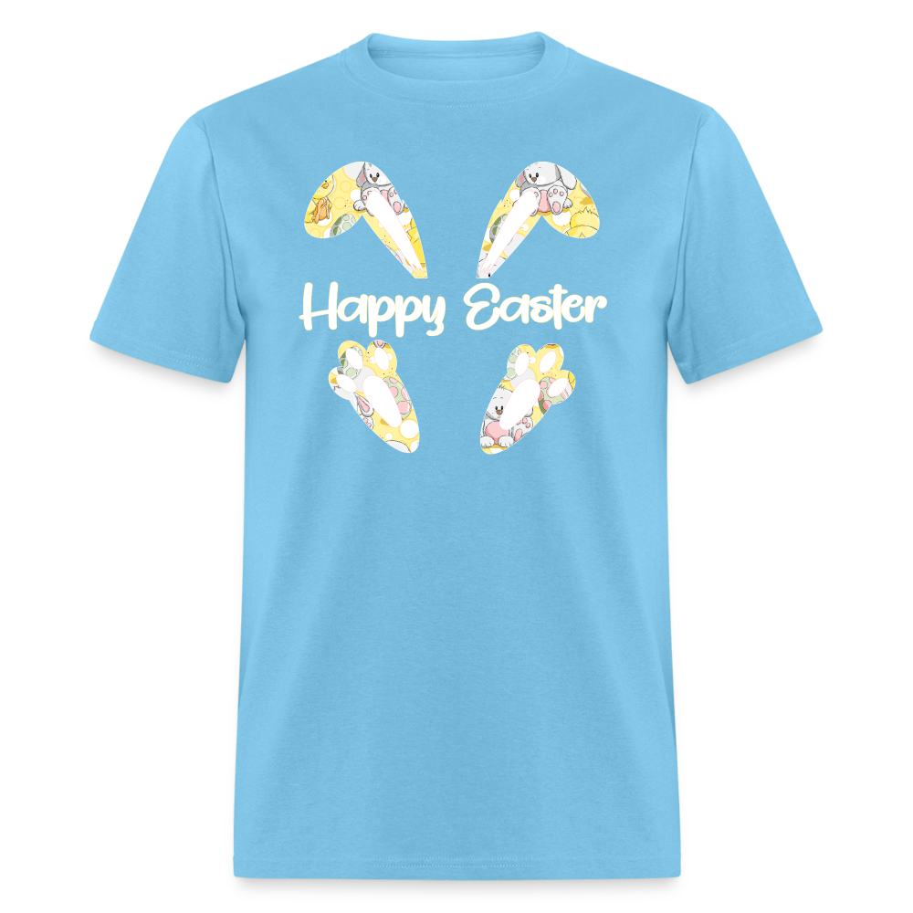 8153 EggStra Cute Happy Easter Ears & Feet POD TSHIRT - aquatic blue