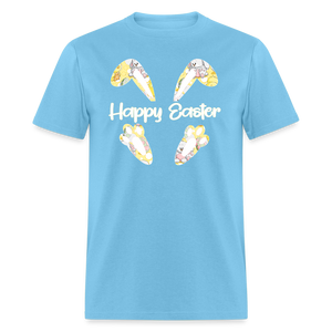 8153 EggStra Cute Happy Easter Ears & Feet POD TSHIRT - aquatic blue