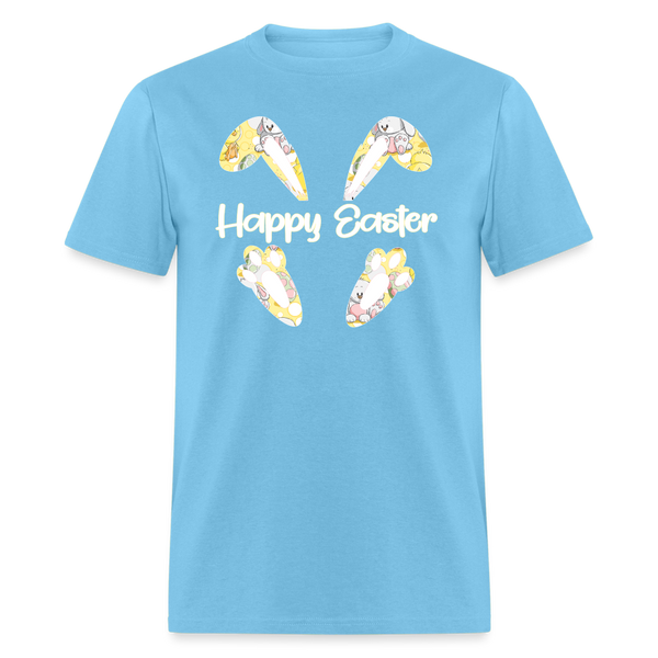 8153 EggStra Cute Happy Easter Ears & Feet POD TSHIRT - aquatic blue