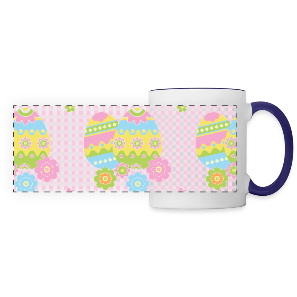 8149 Pink Plaid Easter POD MUG - white/cobalt blue