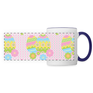 8149 Pink Plaid Easter POD MUG - white/cobalt blue