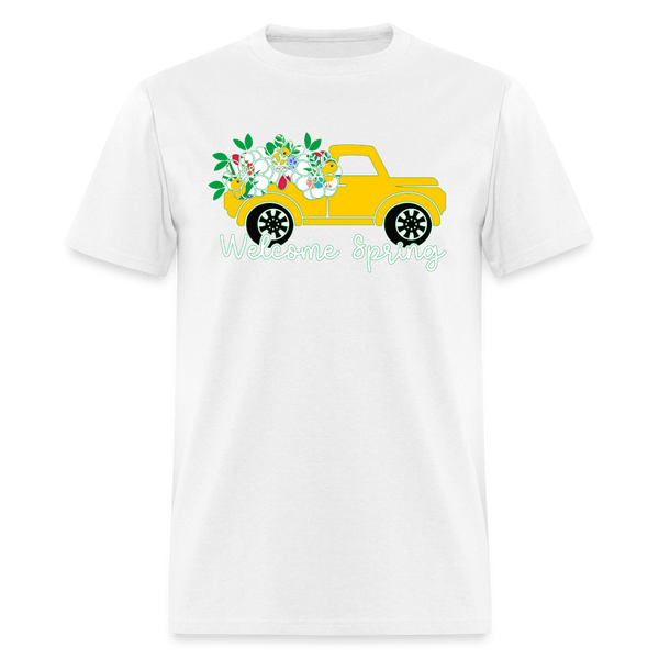 8150 Chickadee Welcome Spring Truck POD TSHIRT - white