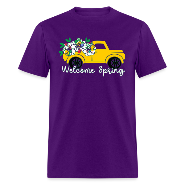 8150 Chickadee Welcome Spring Truck POD TSHIRT - purple