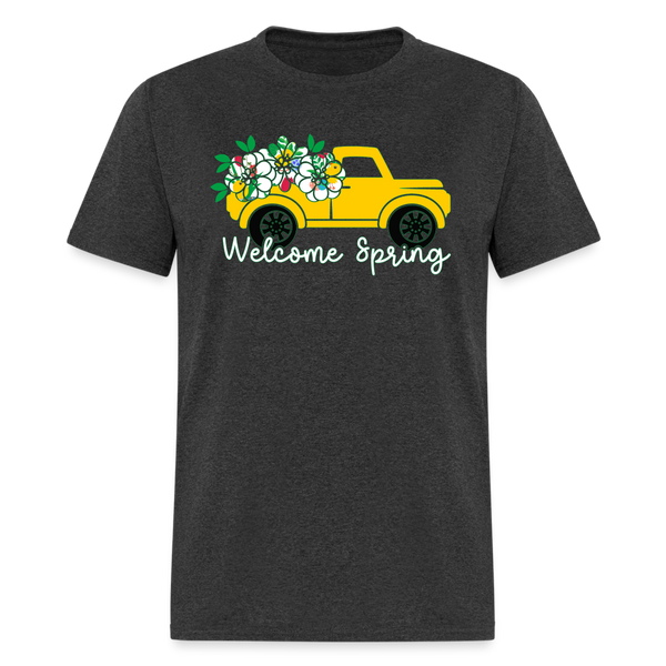 8150 Chickadee Welcome Spring Truck POD TSHIRT - heather black