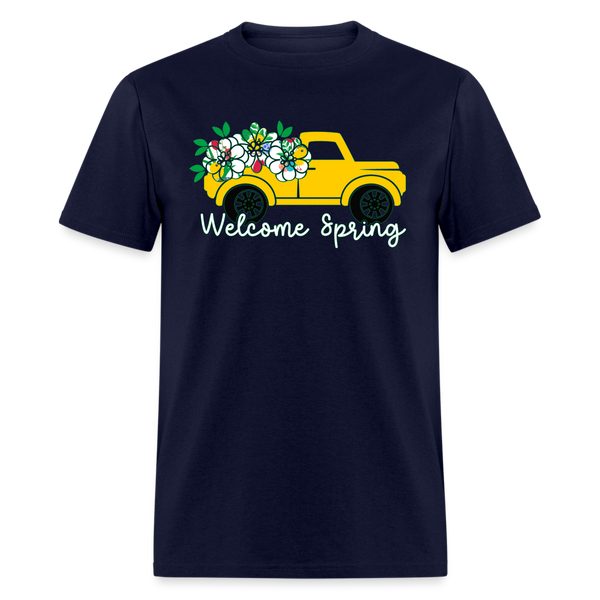 8150 Chickadee Welcome Spring Truck POD TSHIRT - navy