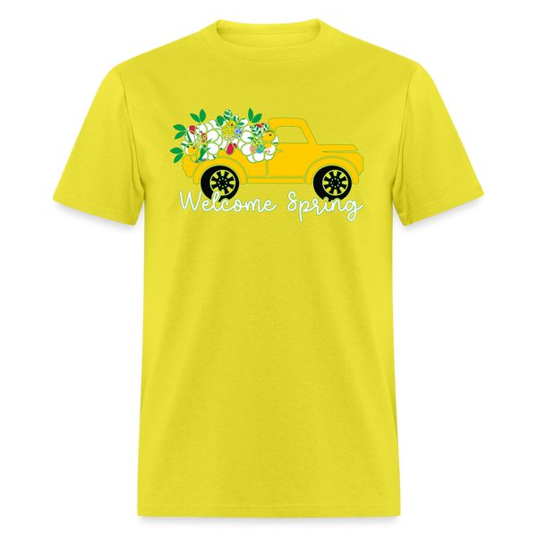 8150 Chickadee Welcome Spring Truck POD TSHIRT - yellow