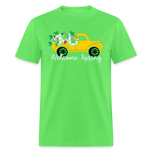 8150 Chickadee Welcome Spring Truck POD TSHIRT - kiwi