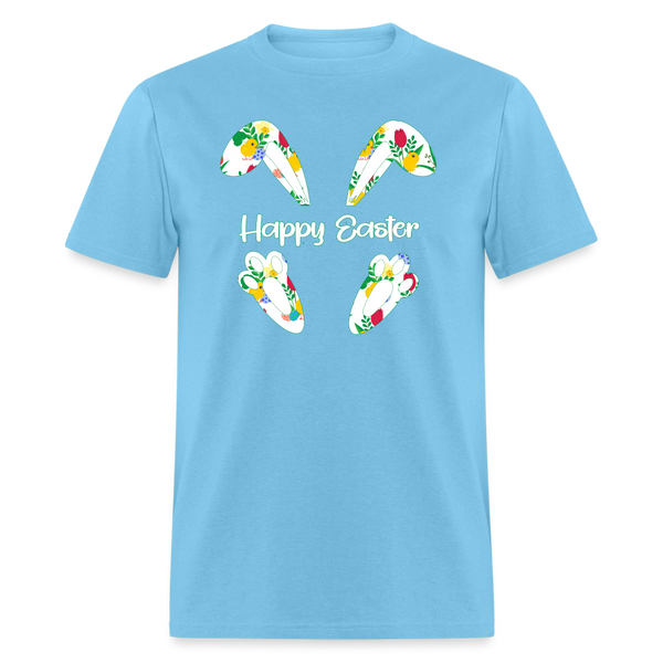 8150 Chickadee Happy Easter Ears & Feet POD TSHIRT - aquatic blue