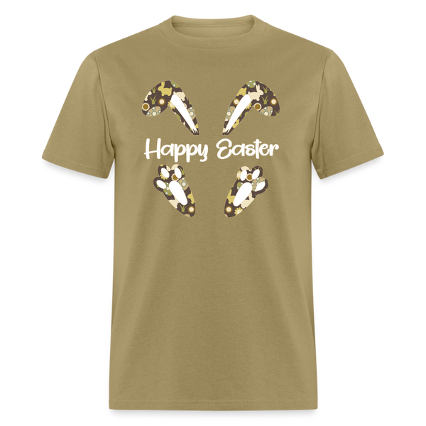 8147 Chocolate Marshmallow Happy Easter Ears & Feet POD TSHIRT - khaki