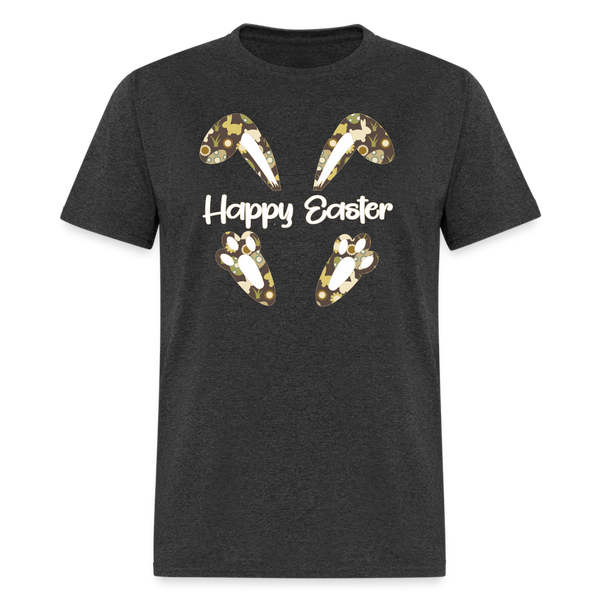 8147 Chocolate Marshmallow Happy Easter Ears & Feet POD TSHIRT - heather black