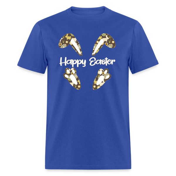 8147 Chocolate Marshmallow Happy Easter Ears & Feet POD TSHIRT - royal blue