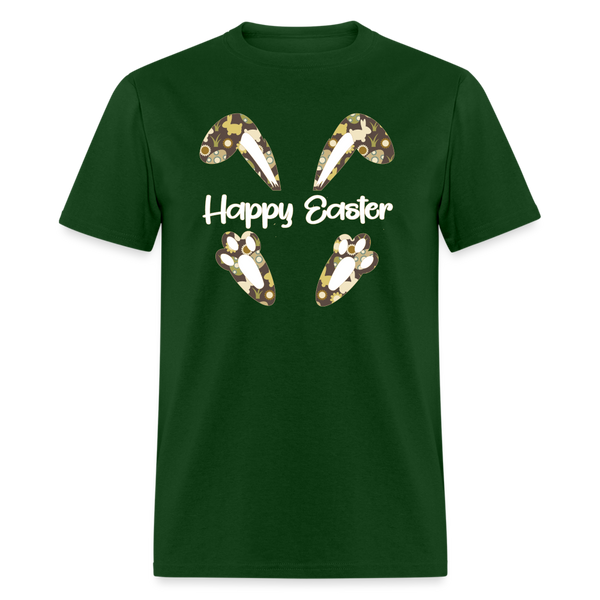 8147 Chocolate Marshmallow Happy Easter Ears & Feet POD TSHIRT - forest green