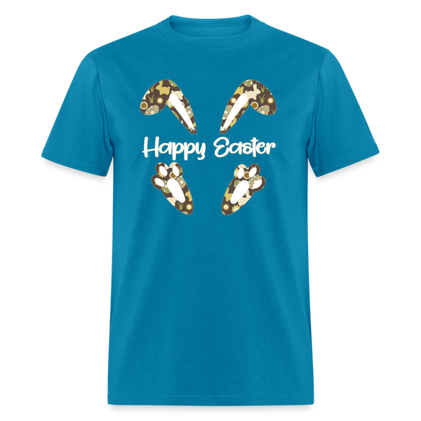 8147 Chocolate Marshmallow Happy Easter Ears & Feet POD TSHIRT - turquoise