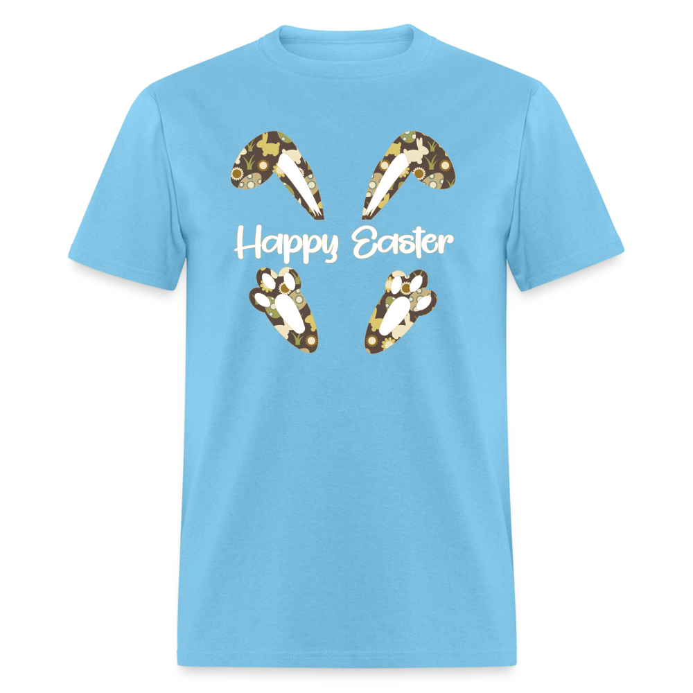 8147 Chocolate Marshmallow Happy Easter Ears & Feet POD TSHIRT - aquatic blue