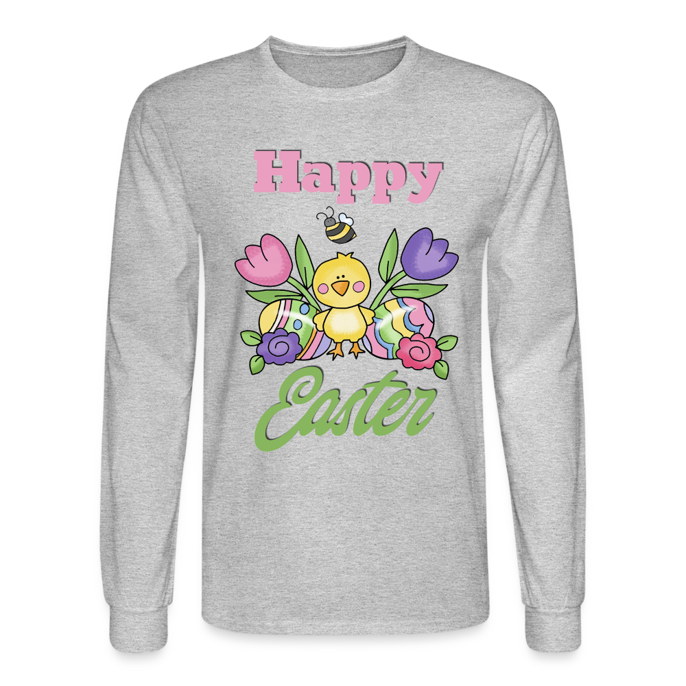 1532 4/4S Happy Easter Floral Chick TSHIRT - heather gray