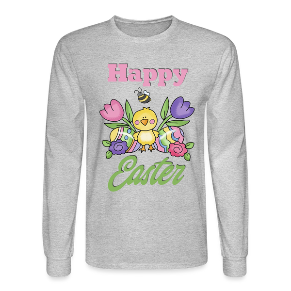 1532 4/4S Happy Easter Floral Chick TSHIRT - heather gray