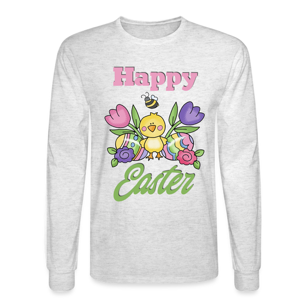 1532 4/4S Happy Easter Floral Chick TSHIRT - light heather gray