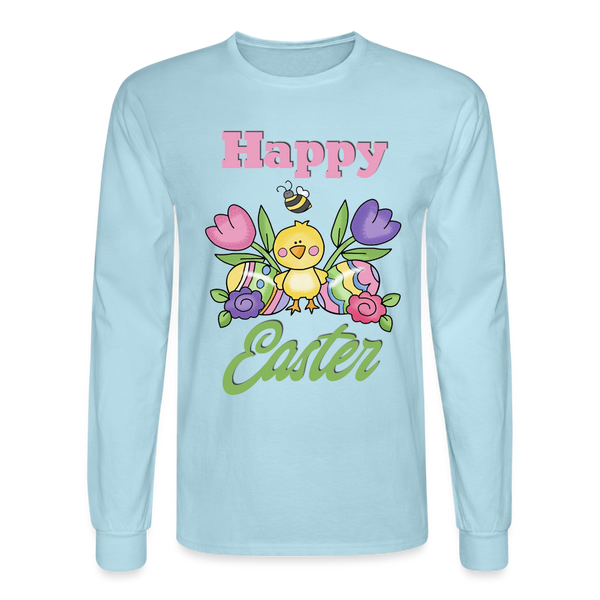 1532 4/4S Happy Easter Floral Chick TSHIRT - powder blue
