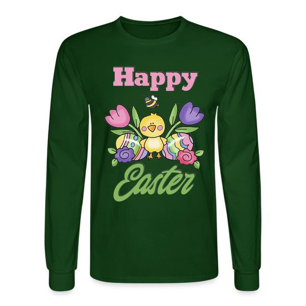 1532 4/4S Happy Easter Floral Chick TSHIRT - forest green