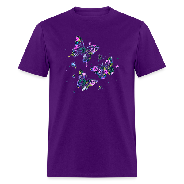 8396 Gloria's Flowers & Ferns Butterfly Trio POD TSHIRT - purple