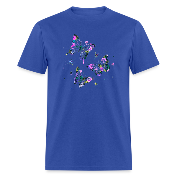 8396 Gloria's Flowers & Ferns Butterfly Trio POD TSHIRT - royal blue