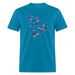 8396 Gloria's Flowers & Ferns Butterfly Trio POD TSHIRT - turquoise