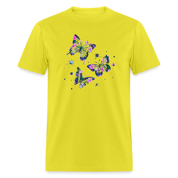 8396 Gloria's Flowers & Ferns Butterfly Trio POD TSHIRT - yellow