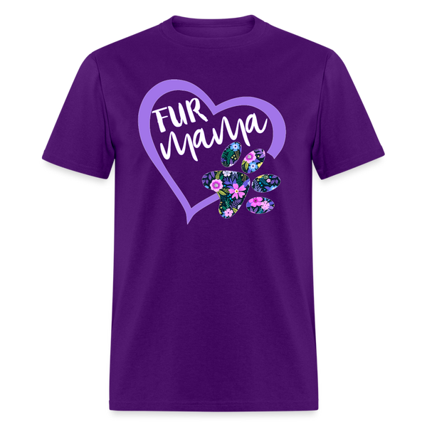 8396 Gloria's Flowers & Ferns Fur Mama Heart w Paw POD TSHIRT - purple