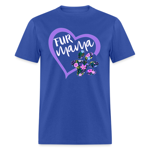 8396 Gloria's Flowers & Ferns Fur Mama Heart w Paw POD TSHIRT - royal blue