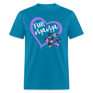 8396 Gloria's Flowers & Ferns Fur Mama Heart w Paw POD TSHIRT - turquoise