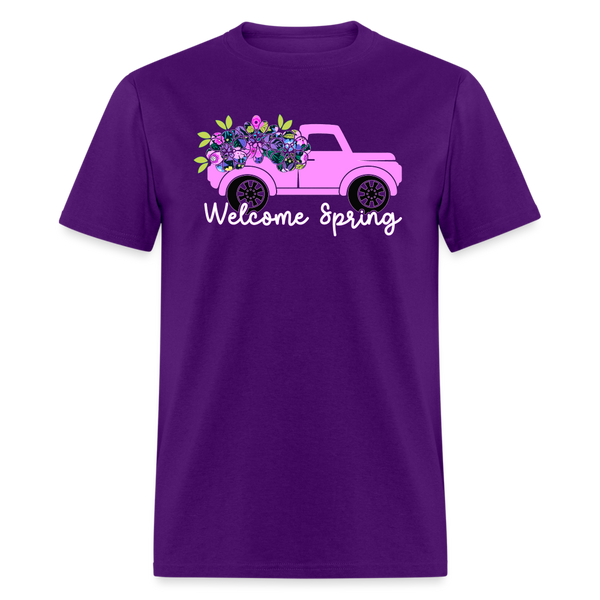 8396 Gloria's Flowers & Ferns Welcome Spring Truck POD TSHIRT - purple